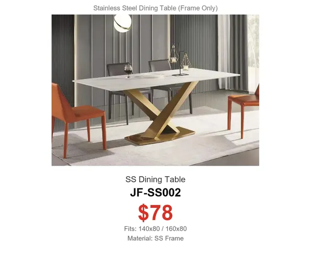 SS Dining Table · JF-SS002 · Dining Table Frames – FurnitureDirect