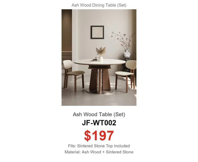 Ash Wood Table Set · JF-WT002 · Ash Wood Series – FurnitureDirect