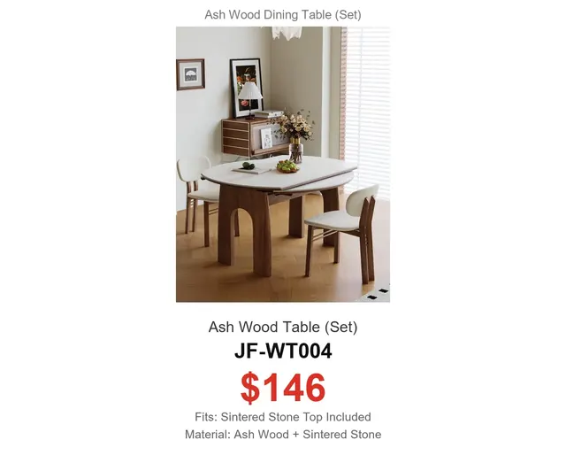 Ash Wood Table Set · JF-WT004 · Ash Wood Series – FurnitureDirect