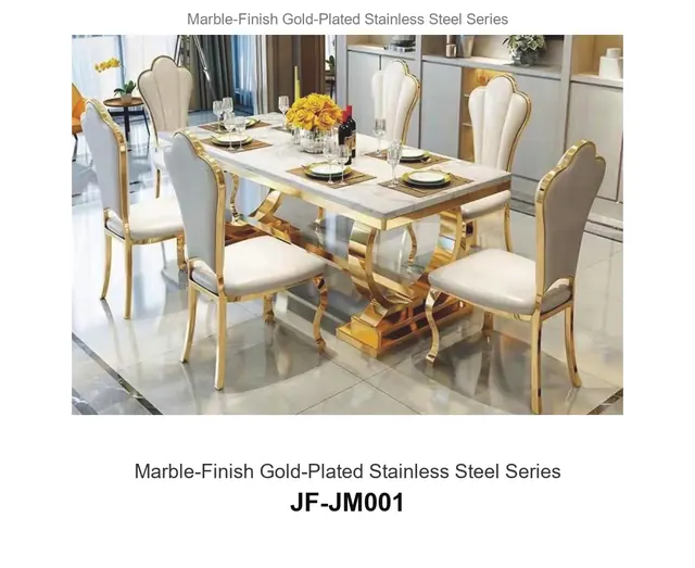 Marble Finish Gold Plated Stainless Steel Series · JF-JM001 · Marble & Gold Stainless Steel – FurnitureDirect