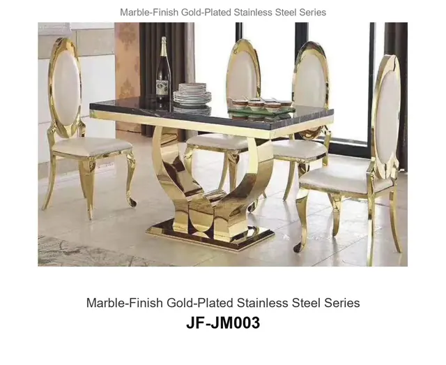 Marble Finish Gold Plated Stainless Steel Series · JF-JM003 · Marble & Gold Stainless Steel – FurnitureDirect
