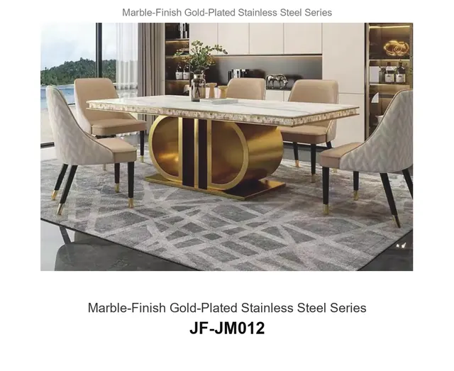 Marble Finish Gold Plated Stainless Steel Series · JF-JM012 · Marble & Gold Stainless Steel – FurnitureDirect