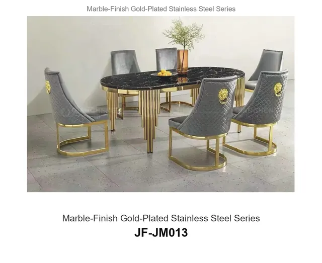 Marble Finish Gold Plated Stainless Steel Series · JF-JM013 · Marble & Gold Stainless Steel – FurnitureDirect