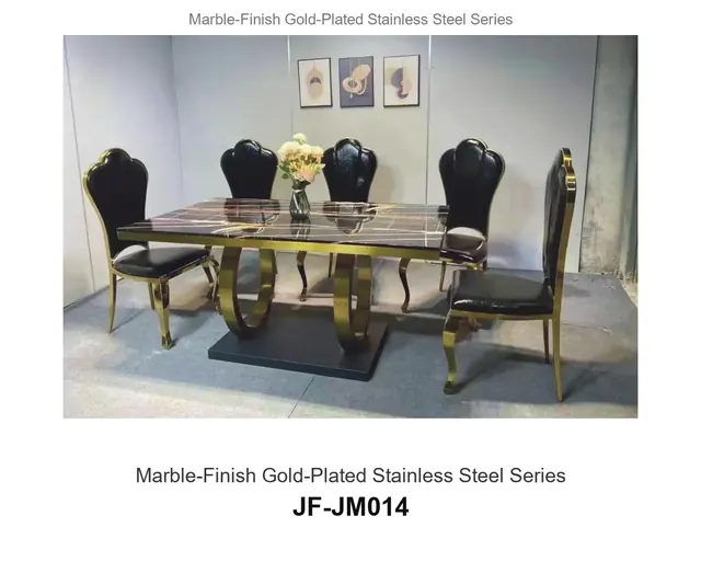 Marble Finish Gold Plated Stainless Steel Series · JF-JM014 · Marble & Gold Stainless Steel – FurnitureDirect