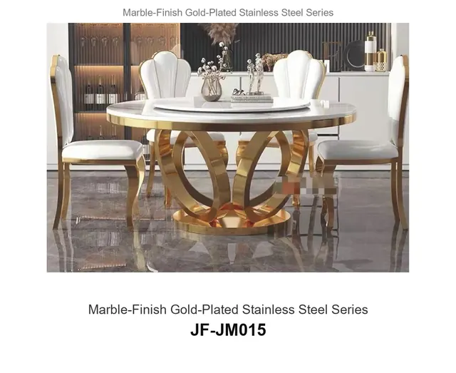 Marble Finish Gold Plated Stainless Steel Series · JF-JM015 · Marble & Gold Stainless Steel – FurnitureDirect
