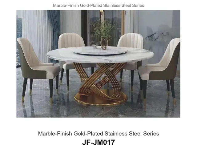 Marble Finish Gold Plated Stainless Steel Series · JF-JM017 · Marble & Gold Stainless Steel – FurnitureDirect