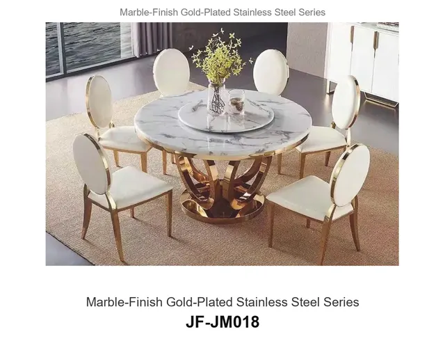 Marble Finish Gold Plated Stainless Steel Series · JF-JM018 · Marble & Gold Stainless Steel – FurnitureDirect