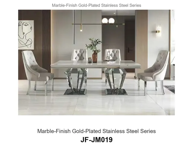 Marble Finish Gold Plated Stainless Steel Series · JF-JM019 · Marble & Gold Stainless Steel – FurnitureDirect