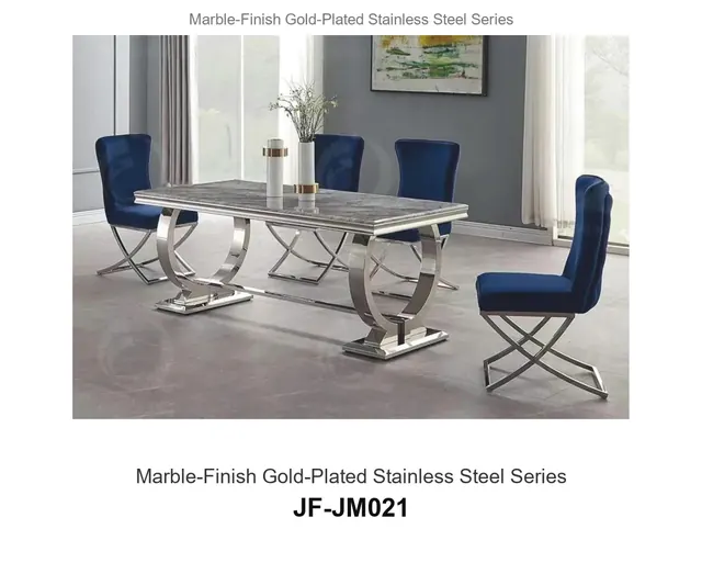Marble Finish Gold Plated Stainless Steel Series · JF-JM021 · Marble & Gold Stainless Steel – FurnitureDirect