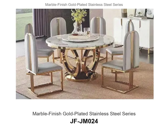 Marble Finish Gold Plated Stainless Steel Series · JF-JM024 · Marble & Gold Stainless Steel – FurnitureDirect