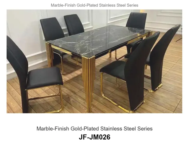 Marble Finish Gold Plated Stainless Steel Series · JF-JM026 · Marble & Gold Stainless Steel – FurnitureDirect