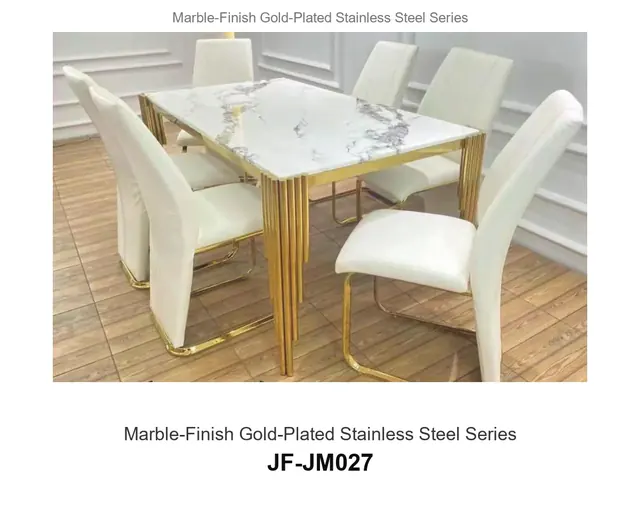 Marble Finish Gold Plated Stainless Steel Series · JF-JM027 · Marble & Gold Stainless Steel – FurnitureDirect