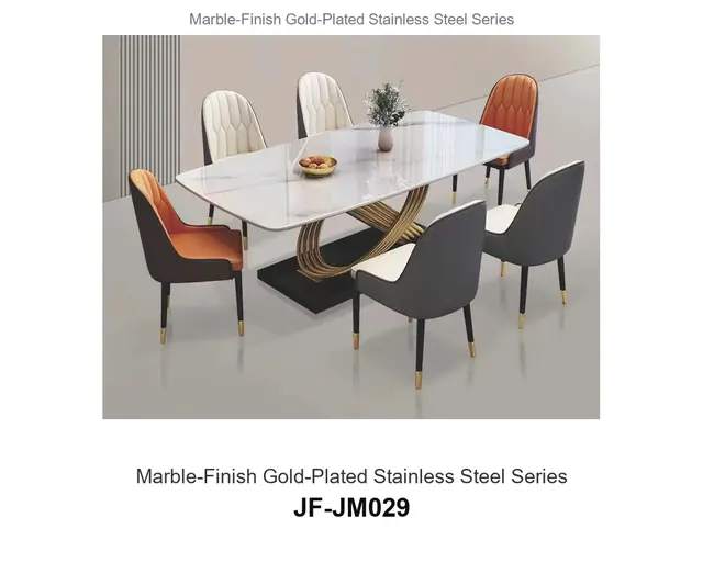 Marble Finish Gold Plated Stainless Steel Series · JF-JM029 · Marble & Gold Stainless Steel – FurnitureDirect