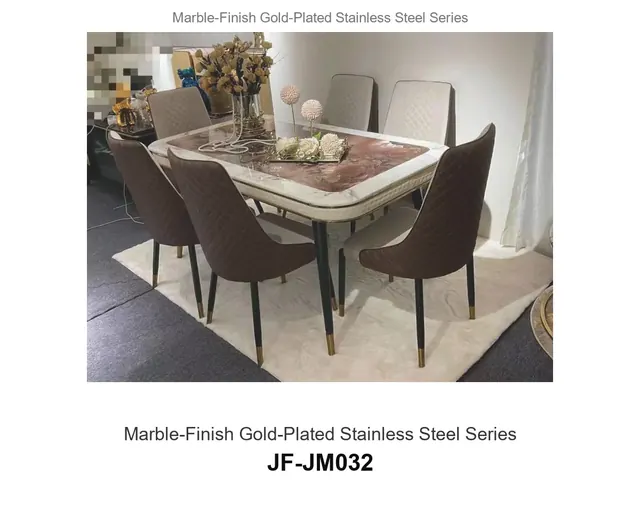 Marble Finish Gold Plated Stainless Steel Series · JF-JM032 · Marble & Gold Stainless Steel – FurnitureDirect