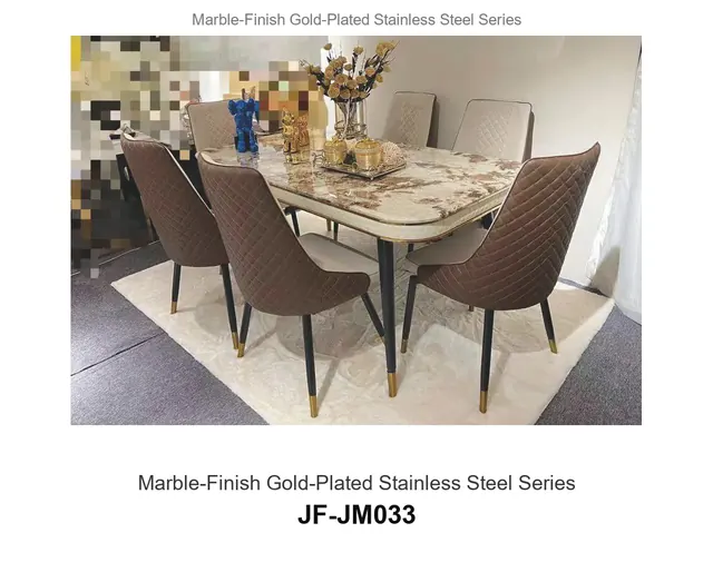 Marble Finish Gold Plated Stainless Steel Series · JF-JM033 · Marble & Gold Stainless Steel – FurnitureDirect