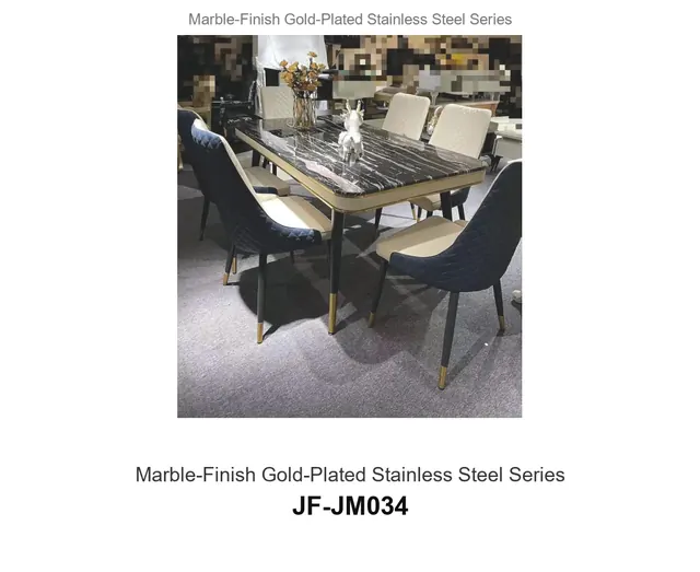 Marble Finish Gold Plated Stainless Steel Series · JF-JM034 · Marble & Gold Stainless Steel – FurnitureDirect