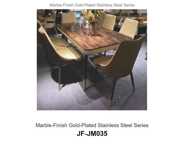 Marble Finish Gold Plated Stainless Steel Series · JF-JM035 · Marble & Gold Stainless Steel – FurnitureDirect