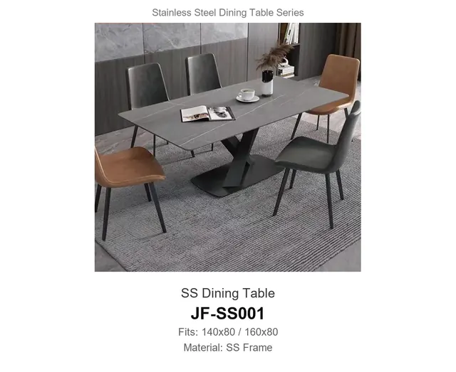 SS Dining Table · JF-SS001 · Metal Table Series – FurnitureDirect