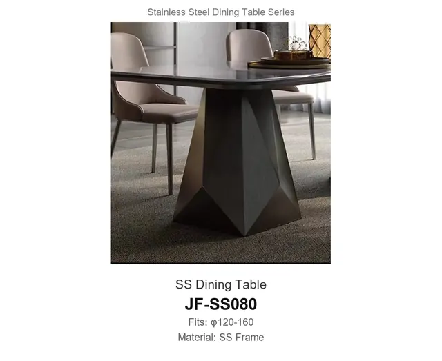 SS Dining Table · JF-SS080 · Metal Table Series – FurnitureDirect